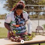 Volunteers serving meals to community members